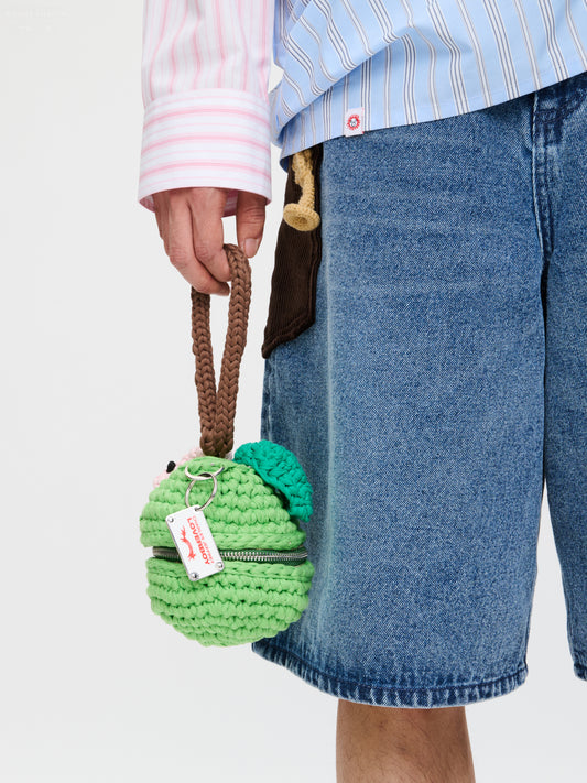 APPLE CLUTCH in GREEN BROWN