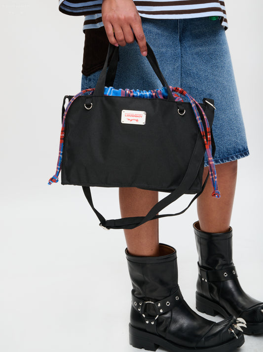 COLOUR BLOCK BABY SHOPPER in BLACK TARTAN