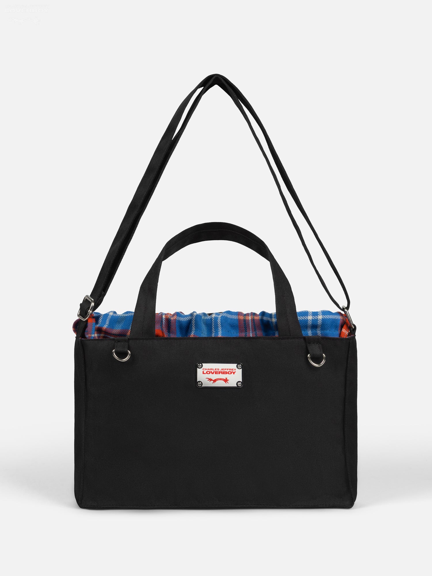 COLOUR BLOCK BABY SHOPPER in BLACK TARTAN