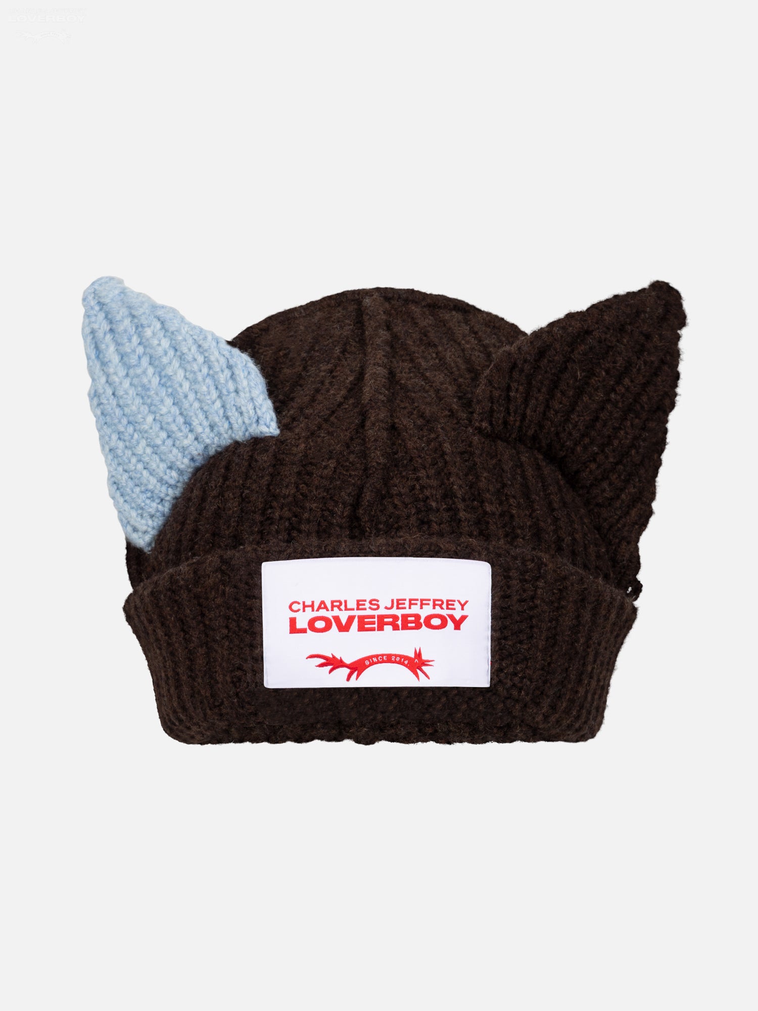 CHUNKY EARS BEANIE in BROWN LIGHT BLUE