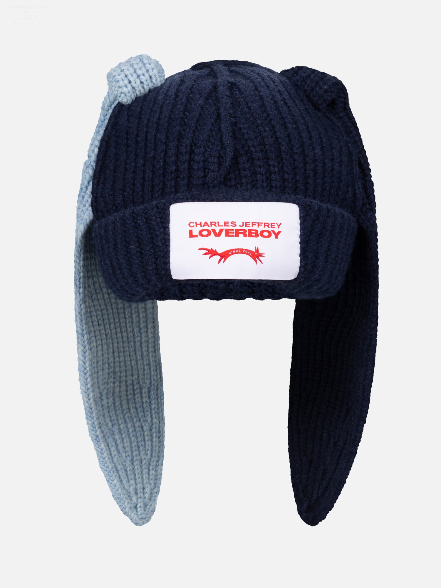 CHUNKY RABBIT BEANIE in NAVY LIGHT BLUE