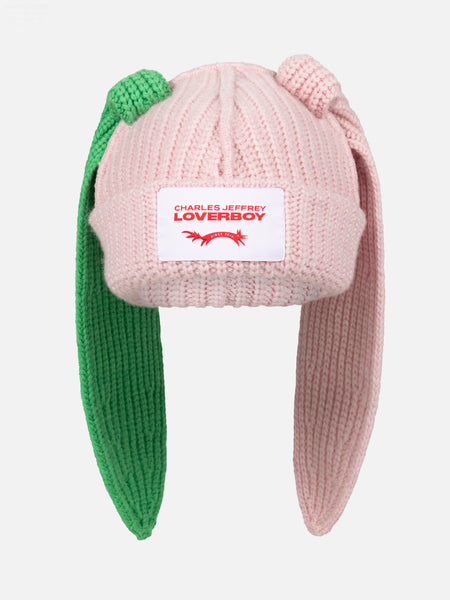 CHUNKY RABBIT BEANIE in PINK GREEN – Charles Jeffrey Loverboy