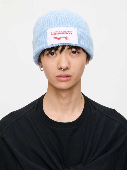 CHUNKY RIB BEANIE in LIGHT BLUE