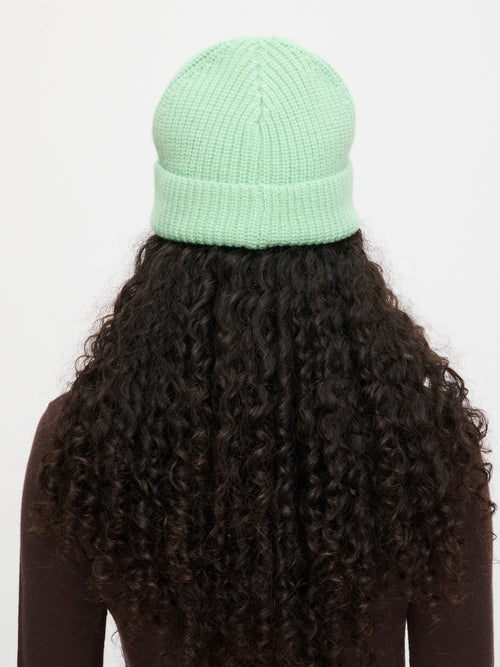 CHUNKY RIB BEANIE in LIGHT GREEN