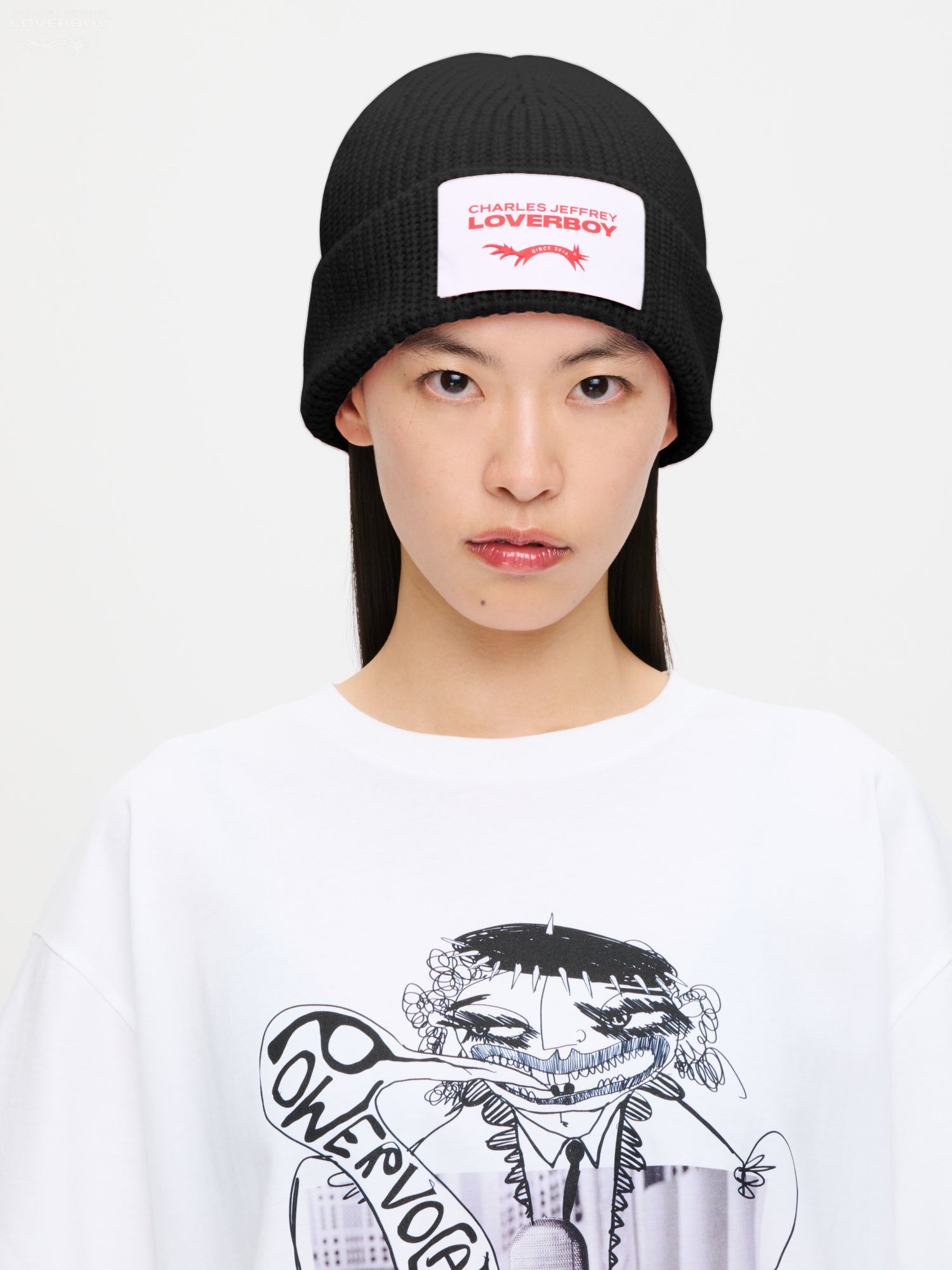LOVERBOY 白ニット帽 charles jeffrey 男女兼用 ビーニー 【公式通販】