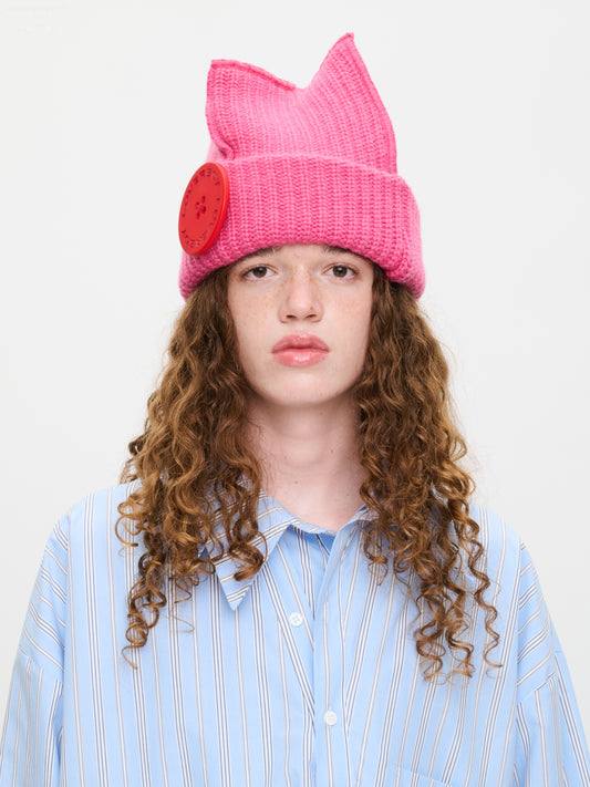 BOX BEANIE in PINK RED