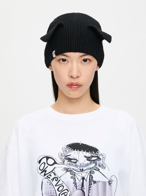 EARS RIB BEANIE in BLACK | Charles Jeffrey Loverboy