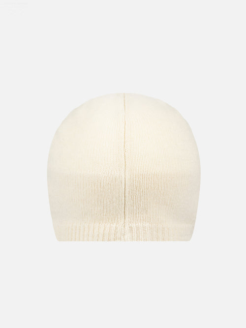 CREST RIB BEANIE in ECRU