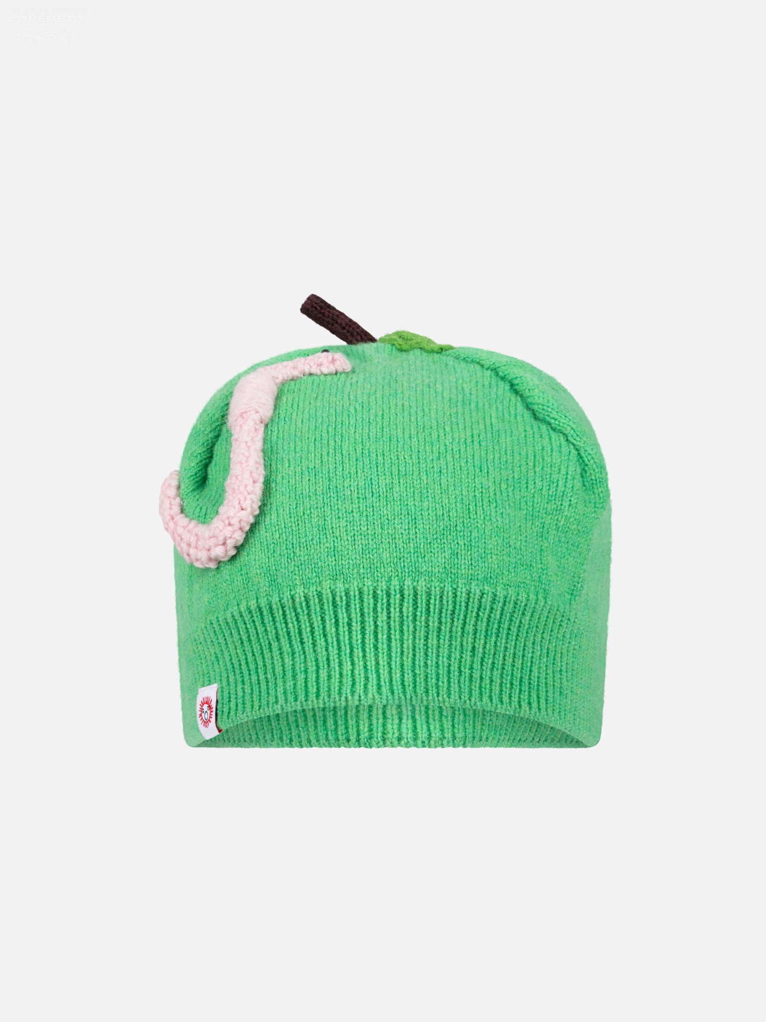 APPLE RIB BEANIE in GREEN PINK WORM