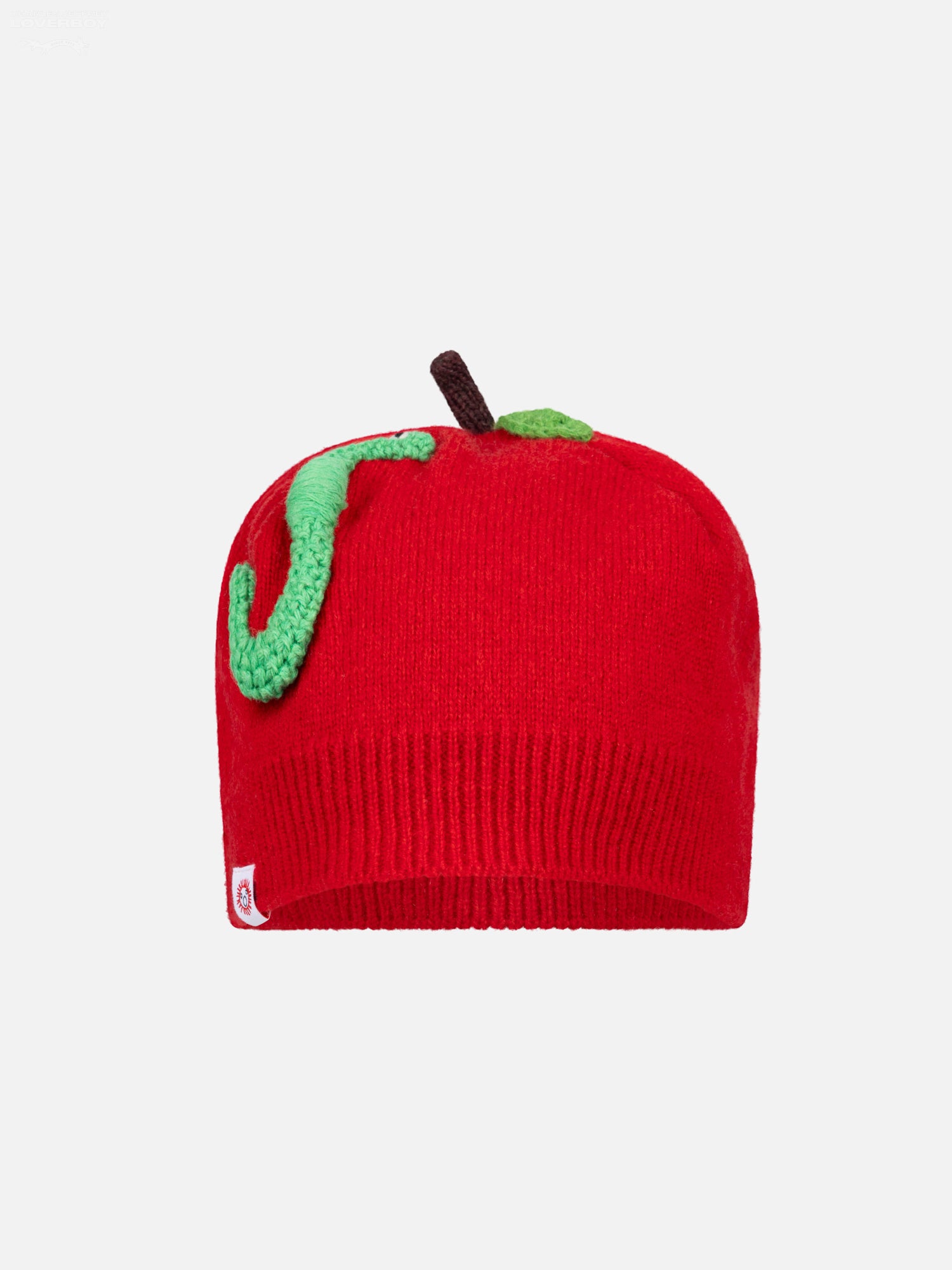 APPLE RIB BEANIE in RED GREEN WORM