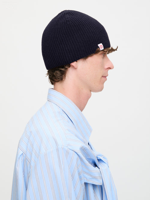 APPLIQUE RIB BEANIE in NAVY CELLO | Charles Jeffrey Loverboy
