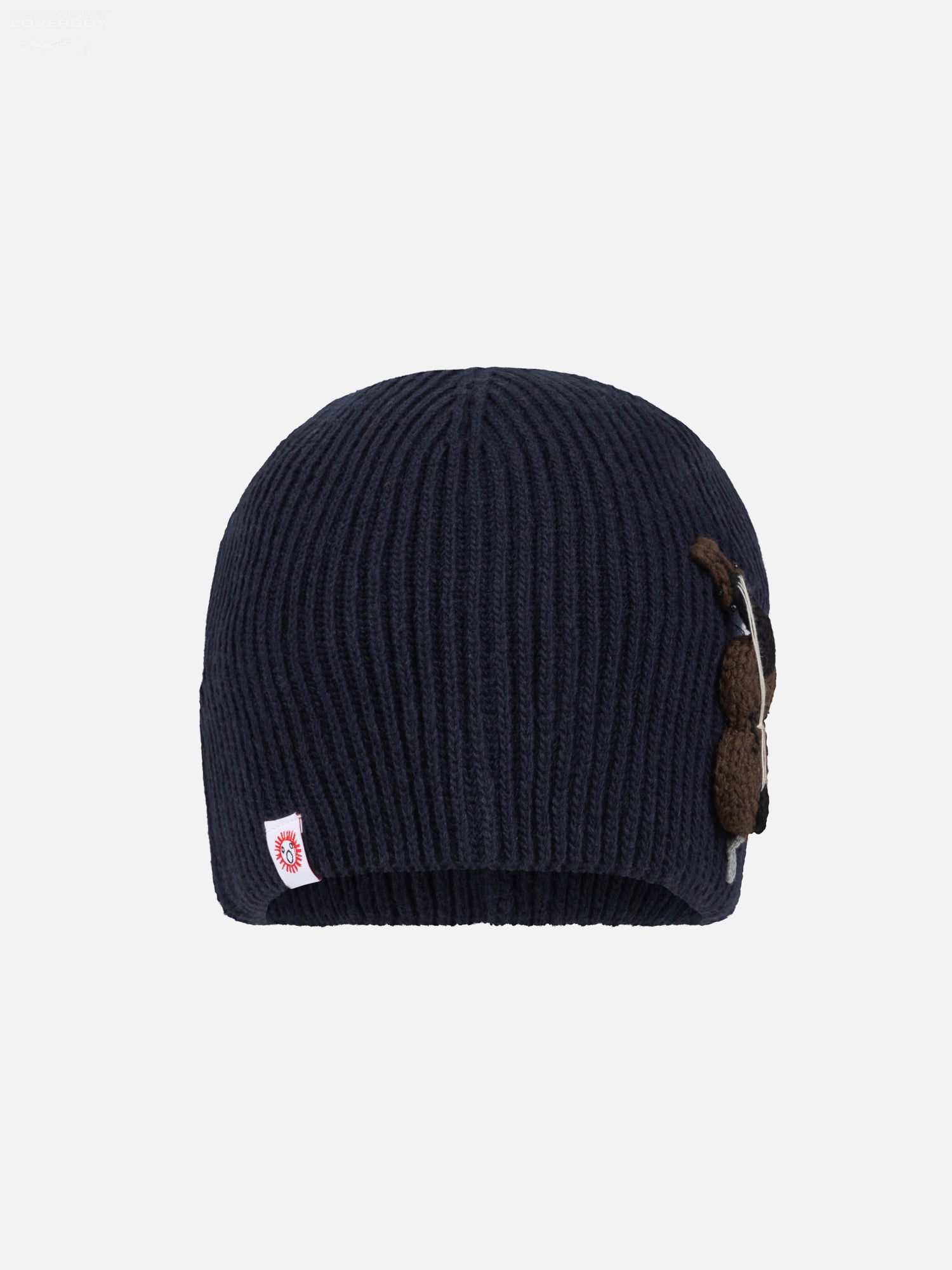 APPLIQUE RIB BEANIE in NAVY CELLO