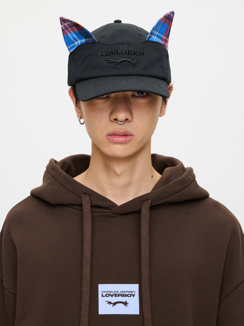 EARS CAP in BLACK TARTAN | Charles Jeffrey Loverboy