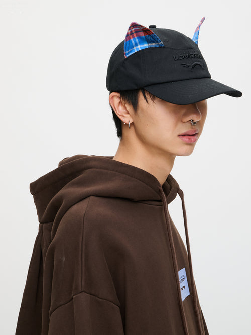 EARS CAP in BLACK TARTAN