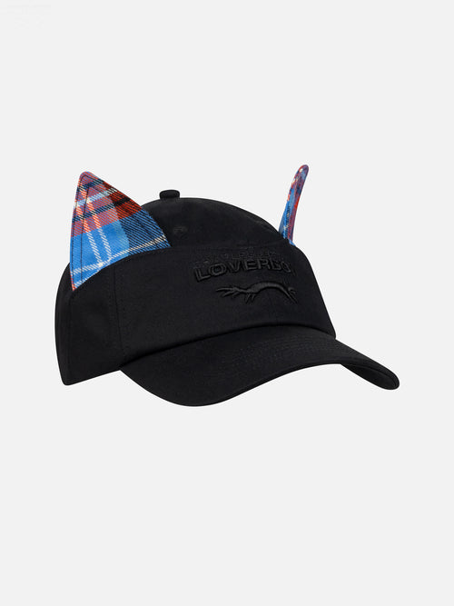 EARS CAP in BLACK TARTAN