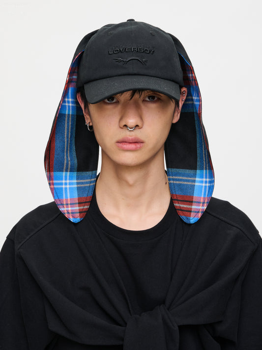 BUNNY CAP in BLACK TARTAN