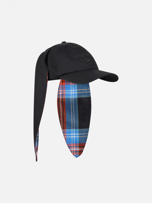 BUNNY CAP in BLACK TARTAN