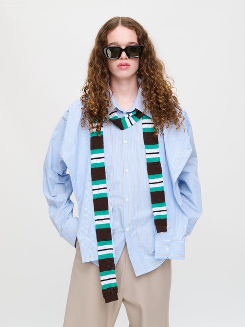 SKINNY SCARF in BROWN STRIPE | Charles Jeffrey Loverboy