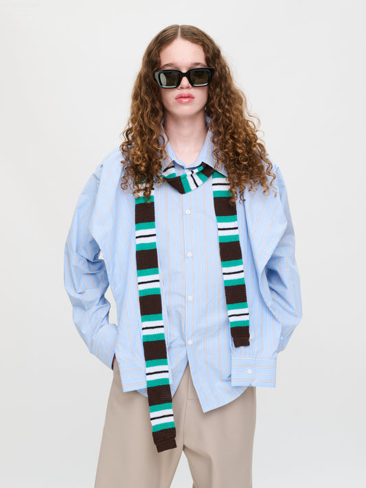 SKINNY SCARF in BROWN STRIPE