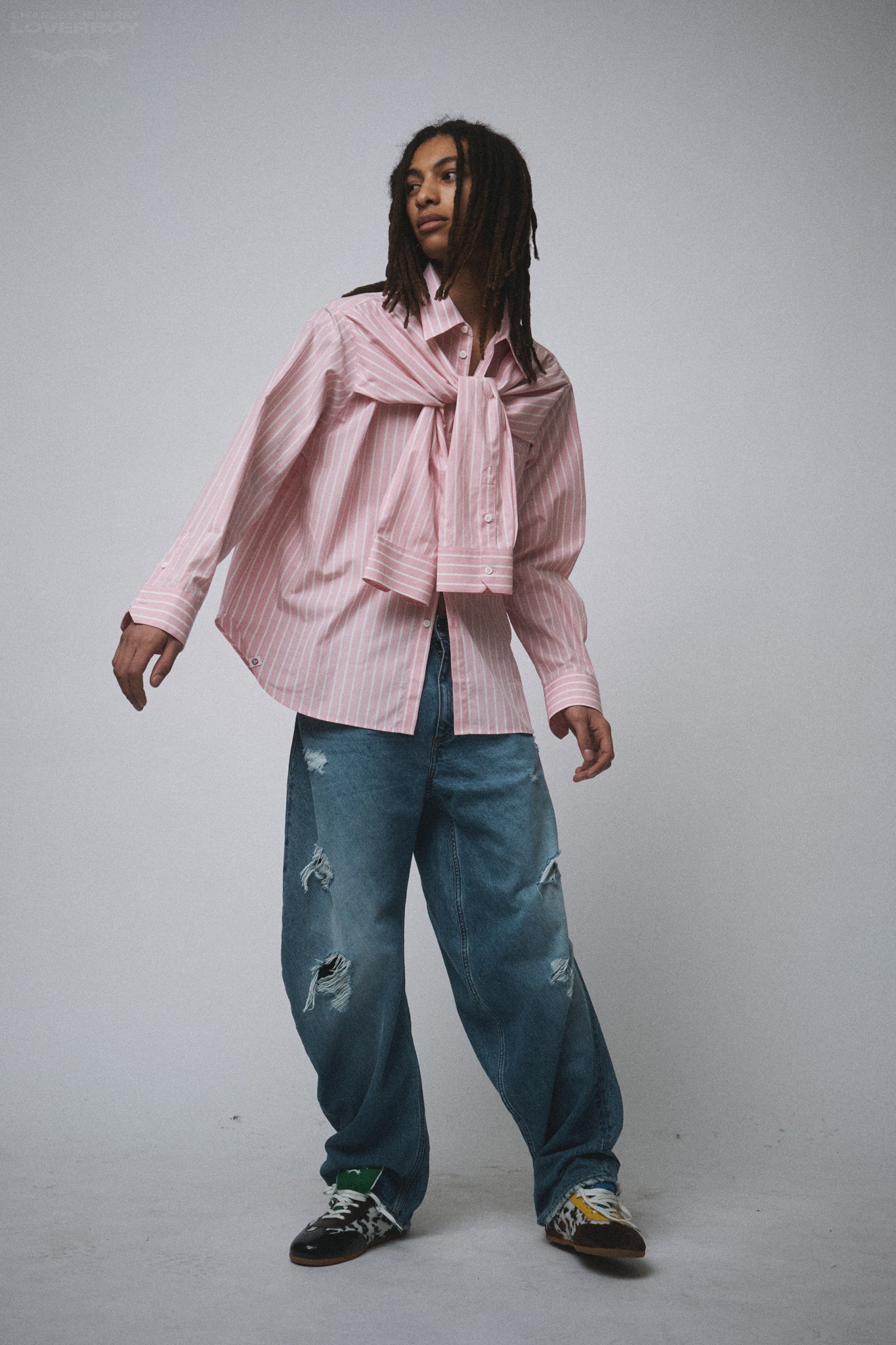HOLD ME SHIRT in PINK STRIPE
