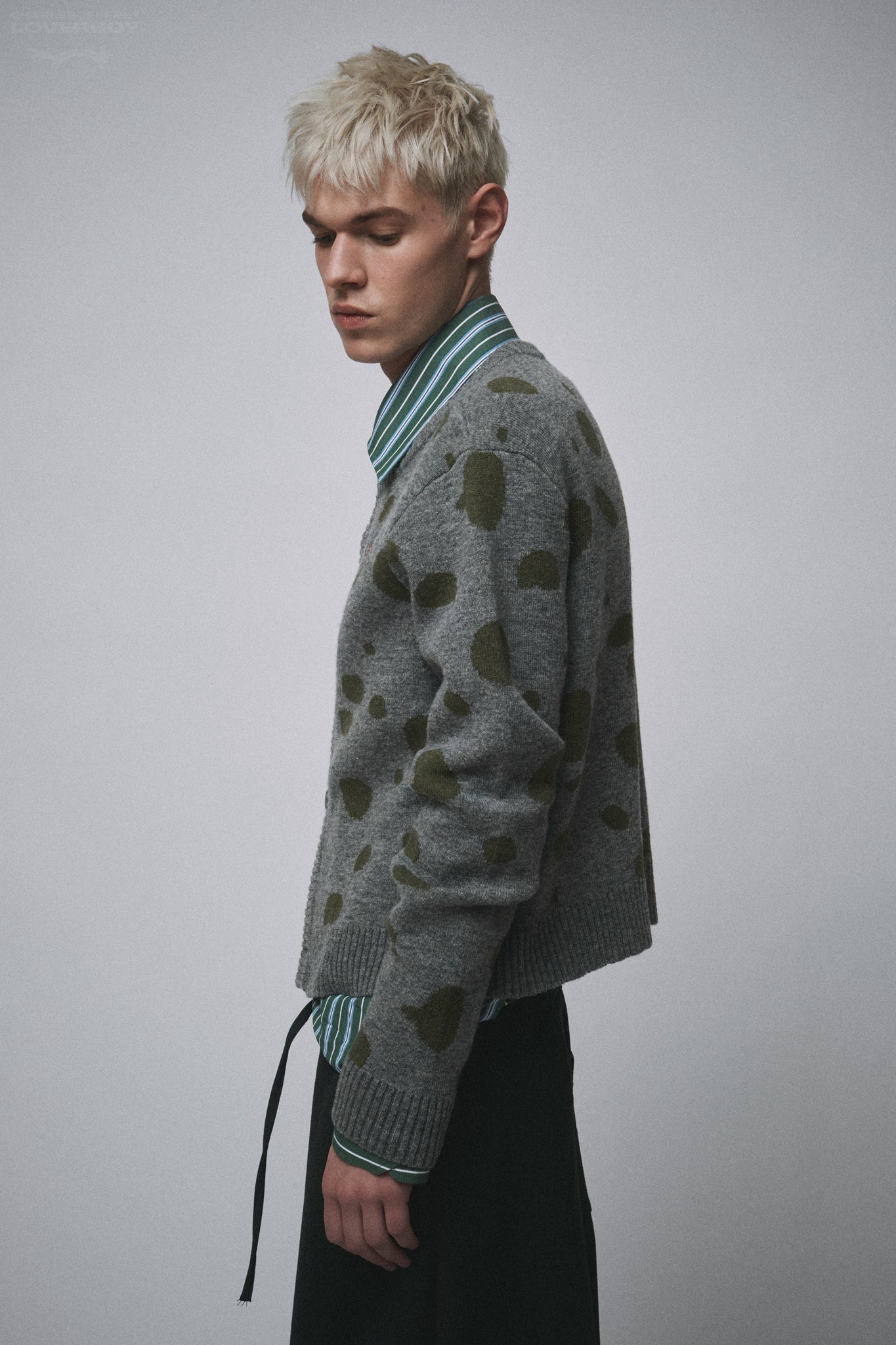 POLKA DOT CARDI in GREY GREEN
