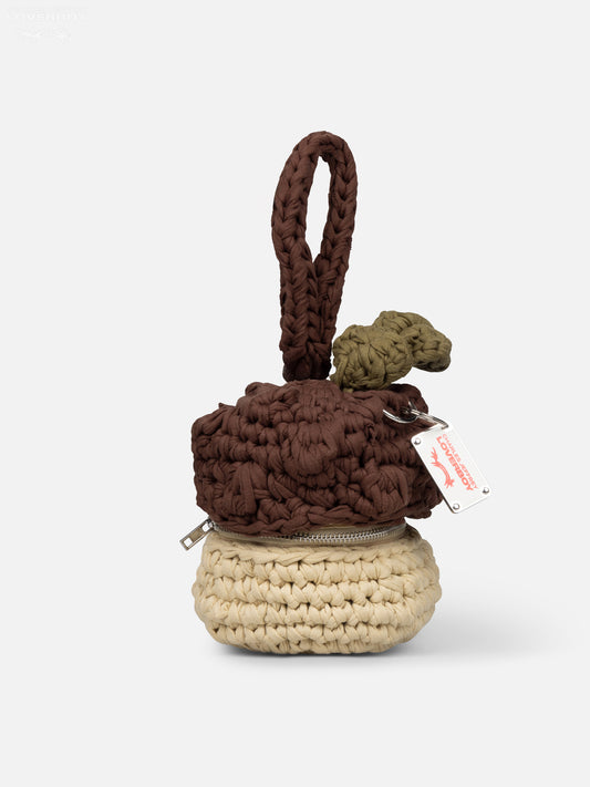 CURSED ACORN CLUTCH in BROWN BEIGE