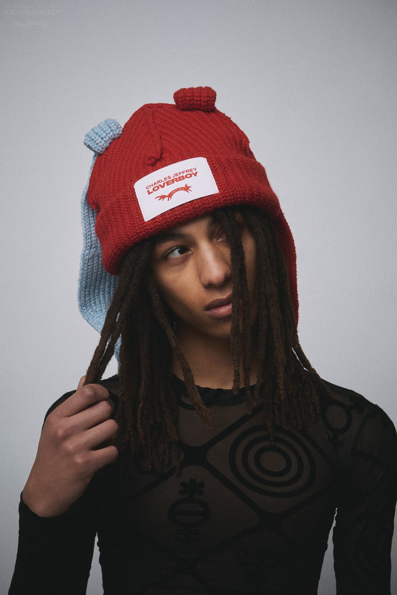 CHUNKY RABBIT BEANIE EXCLUSIVE in RED LIGHT BLUE
