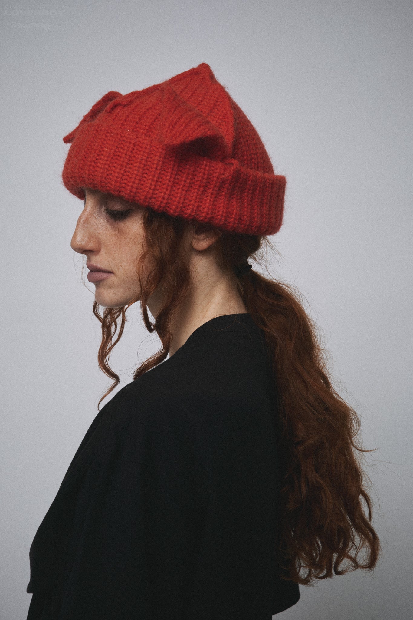 MOHAIR CHUNKY EARS BEANIE EXCLUSIVE in RED