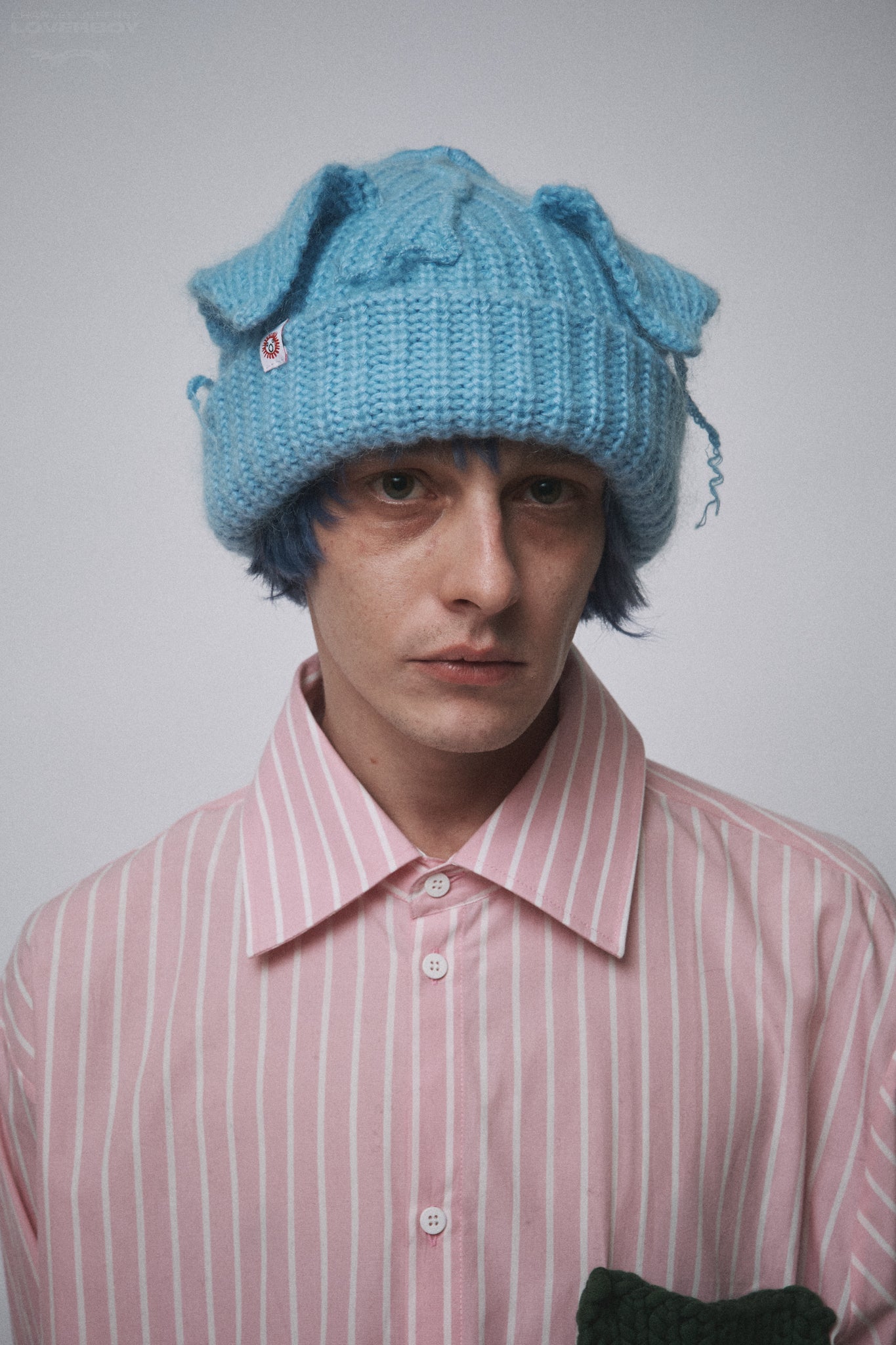 MOHAIR CHUNKY EARS BEANIE in LIGHT BLUE
