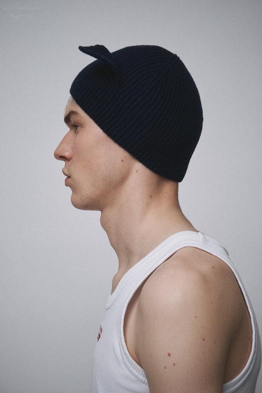 EARS RIB BEANIE EXCLUSIVE in NAVY LIGHT BLUE