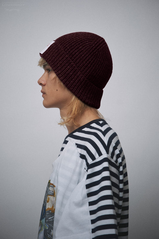 CHUNKY RIB BEANIE EXCLUSIVE in BURGUNDY
