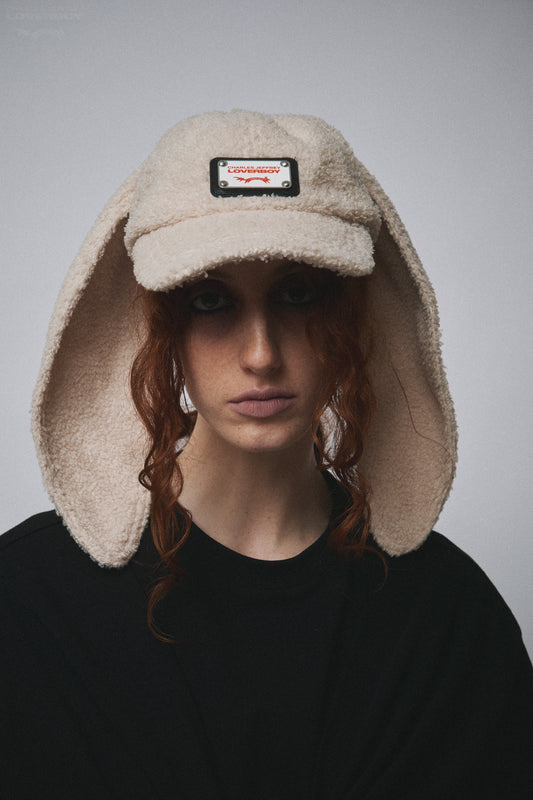 TEDDY RABBIT CAP in ECRU