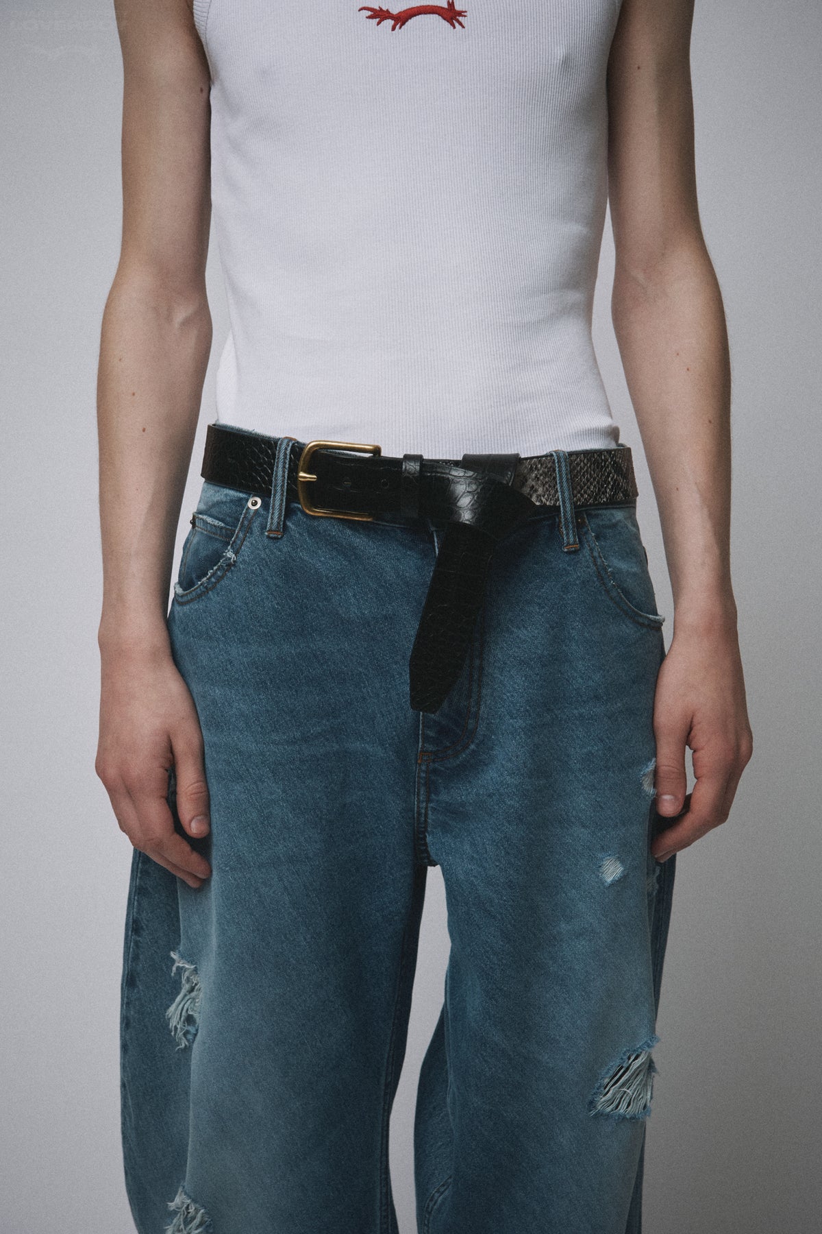 COLLAGE BELT WITH STUDS in BLACK