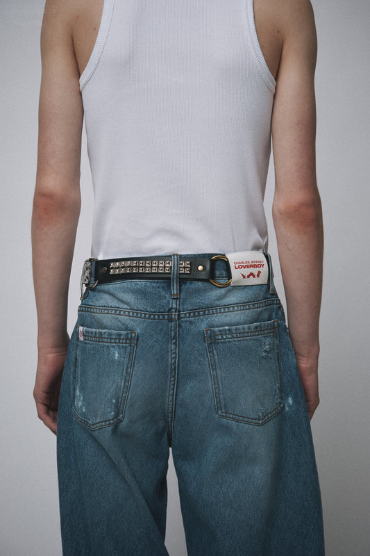 COLLAGE BELT WITH STUDS in BLACK