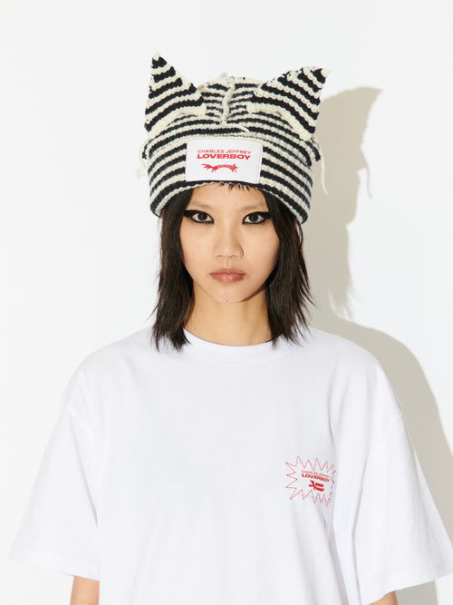 CHUNKY EARS BEANIE EXCLUSIVE in ECRU AND BLACK