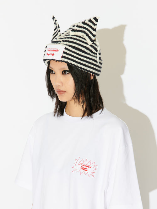 CHUNKY EARS BEANIE EXCLUSIVE in ECRU AND BLACK