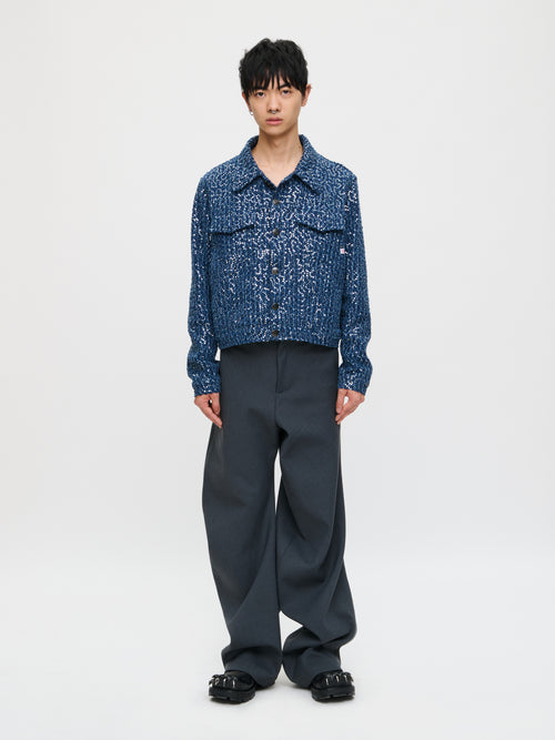 ART DENIM JACKET in DISTRESSED SEQUIN DENIM | Charles Jeffrey Loverboy