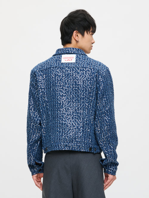 ART DENIM JACKET in DISTRESSED SEQUIN DENIM