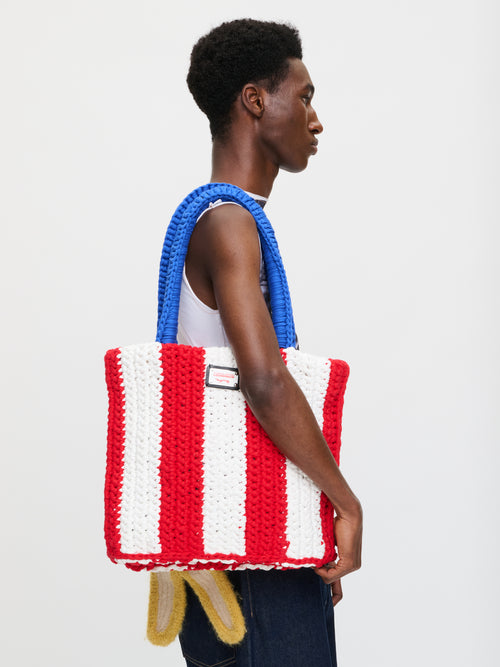 MEGA BUCKET BAG in RED WHITE BLUE