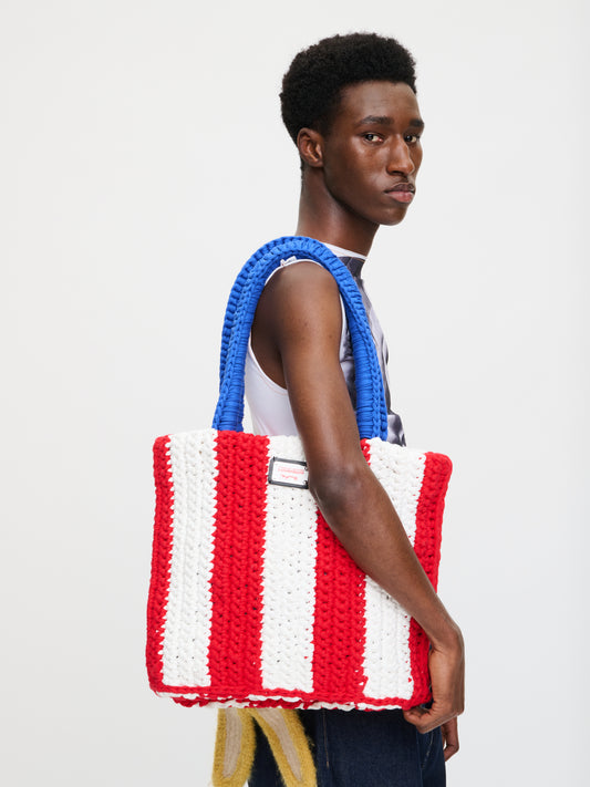 MEGA BUCKET BAG in RED WHITE BLUE