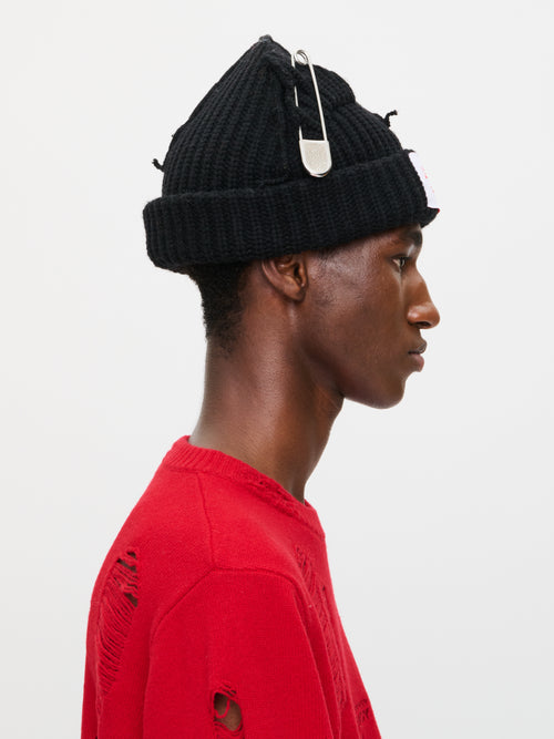 CHUNKY PUNK EARS BEANIE in BLACK