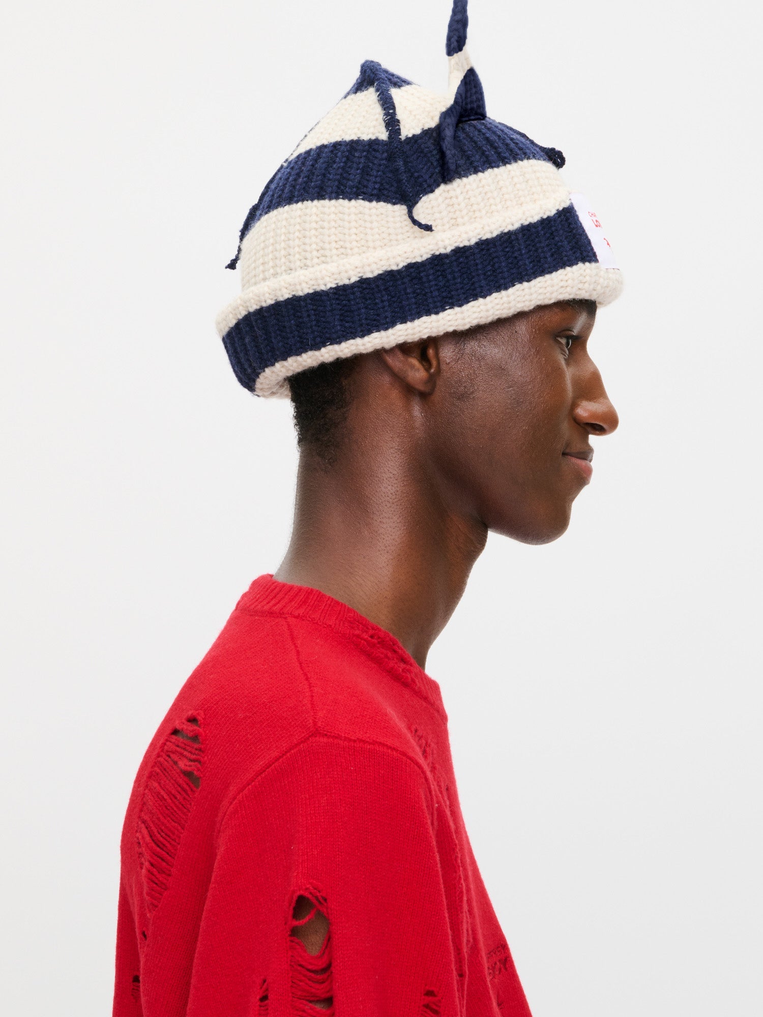 CHUNKY EARS BEANIE EXCLUSIVE in NAVY ECRU