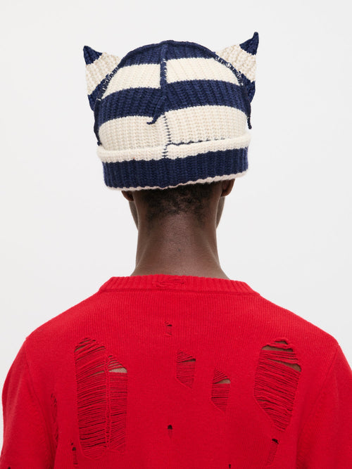 CHUNKY EARS BEANIE EXCLUSIVE in NAVY ECRU
