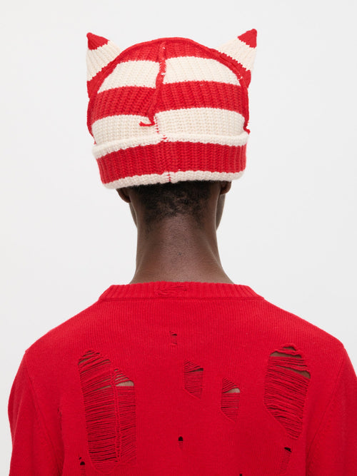 CHUNKY EARS BEANIE EXCLUSIVE in RED ECRU