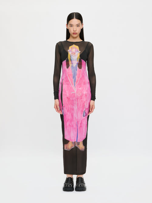 POWERMESH MAXI DRESS in BLACK MULTICOLOUR | Charles Jeffrey Loverboy