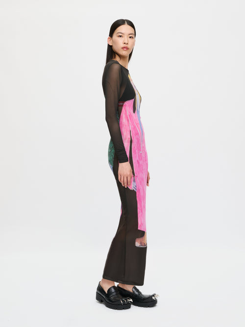 POWERMESH MAXI DRESS in BLACK MULTICOLOUR | Charles Jeffrey Loverboy
