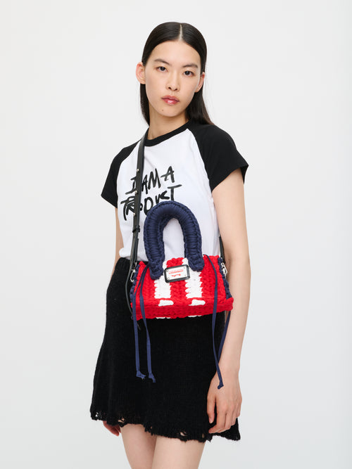 PETITE BUCKET BAG in RED WHITE NAVY