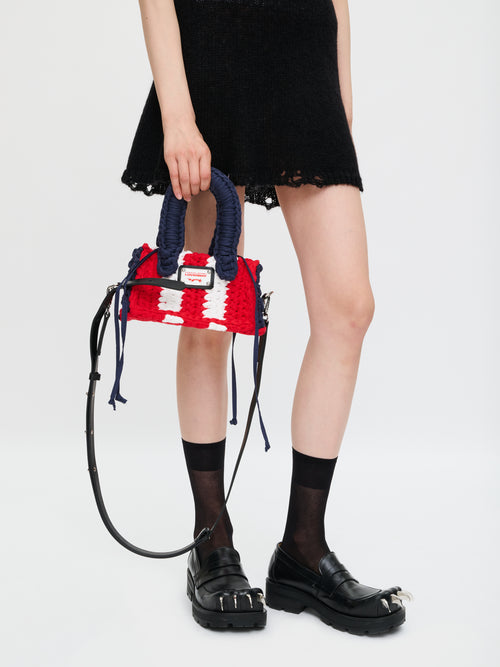 PETITE BUCKET BAG in RED WHITE NAVY