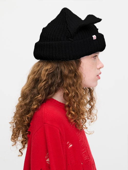 ALPACA CHUNKY EARS BEANIE EXCLUSIVE in BLACK