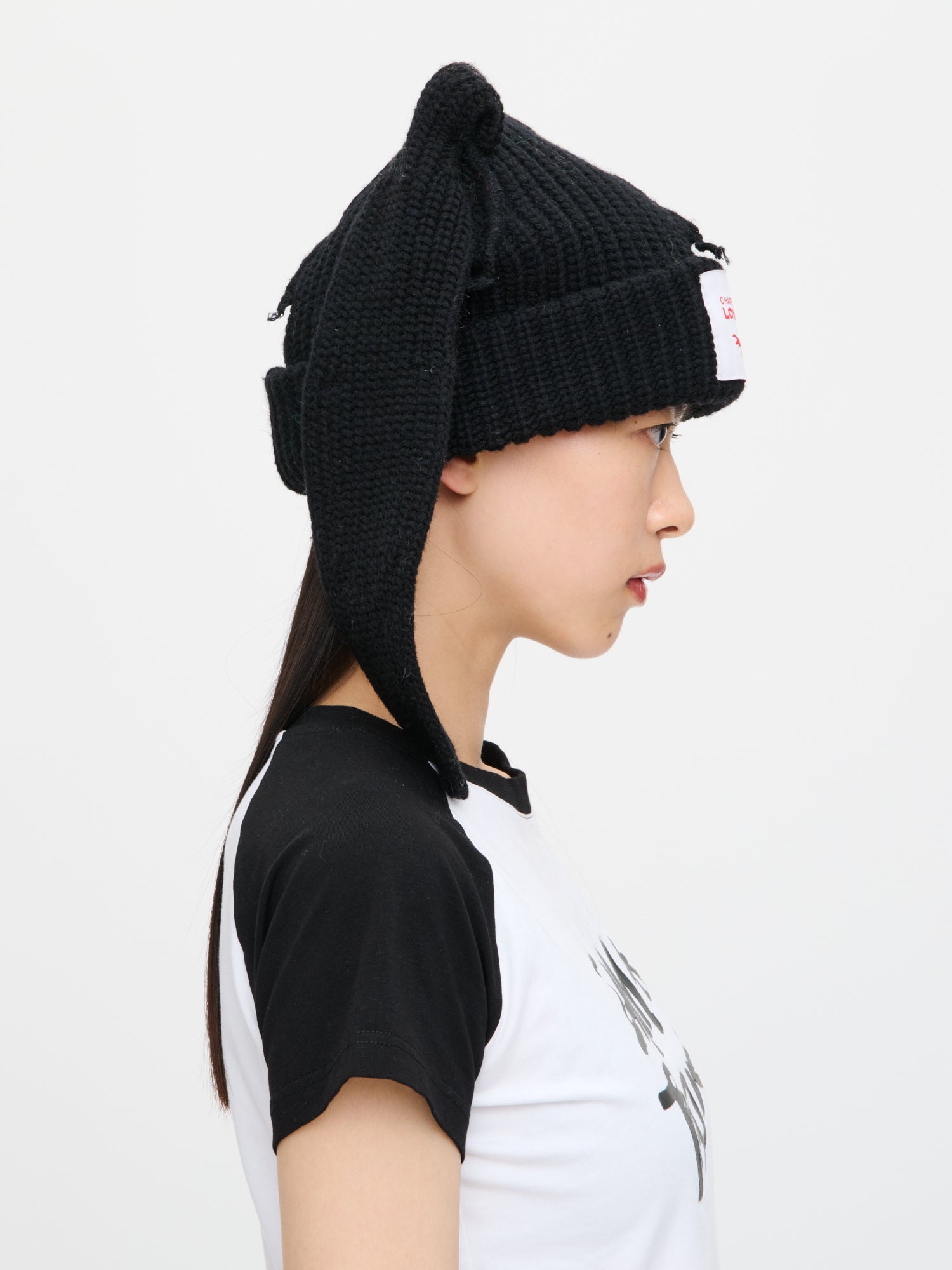 CHUNKY RABBIT BEANIE in BLACK